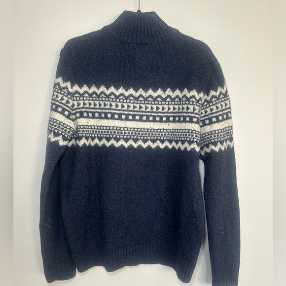 American Eagle Seriously Soft Sweater Pullover Men's Large 1/4 Zip Blue White - Picture 5 of 7